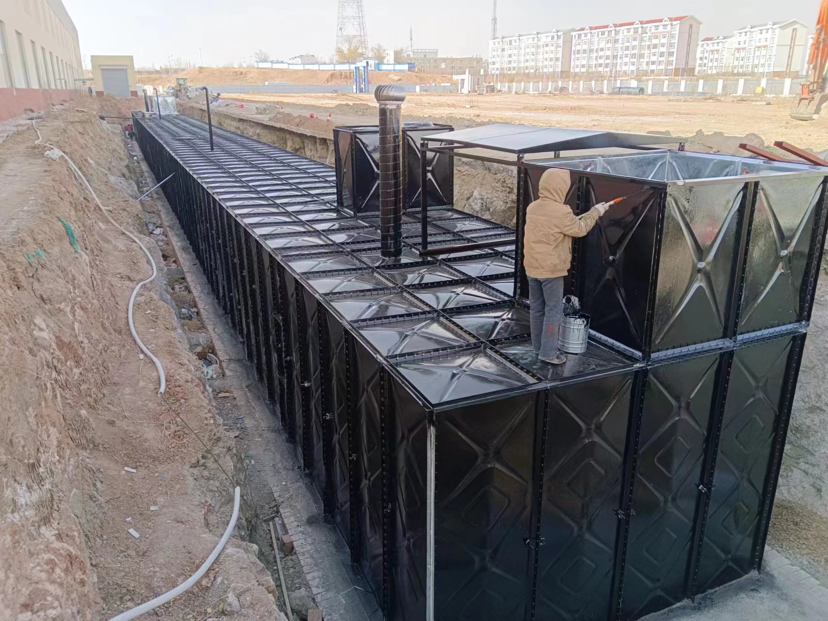 Buried water tanks installation diagram